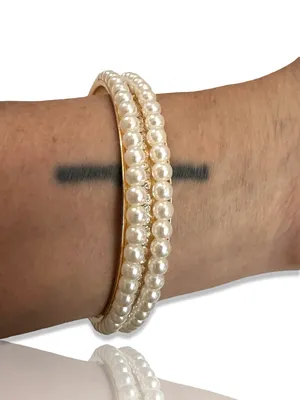 Unique Vintage Faux Pearl Bangle Bracelet thumbnail 3