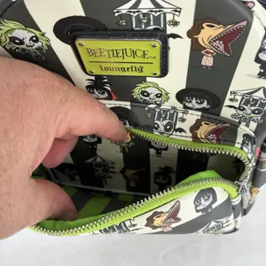 Loungefly Beetlejuice Chibi Mini Backpack Black White Striped Character Bag thumbnail 8