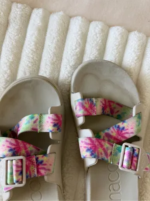 Chacos Chaco Slide Sandals with Pink & Green Tie-Dye Straps thumbnail 5