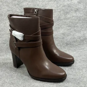 Lauren Ralph Lauren Size-US 9B Women Collins Block Heel Bootie Brown Leather thumbnail 11