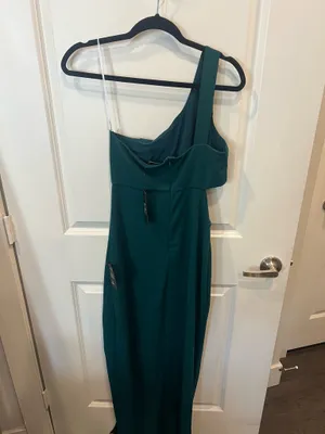 Lulus Green One Shoulder Maxi Dress 💚 L NWT  thumbnail 3