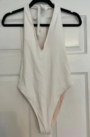 Aerie Plunge White One Piece Swimsuit thumbnail 3
