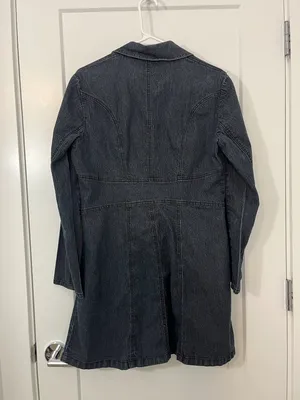 Bisou Bisou Large Dark Blue Denim Long Jacket / Coat thumbnail 8