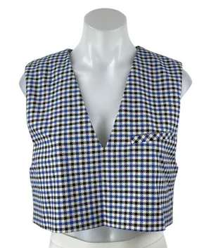 Zara Women's Blue Gingham Houndstooth Sleeveless V Neck Vest Crop Top Size XS thumbnail 1