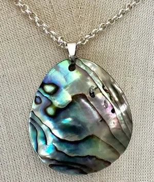 Abalone Shell Teardrop Pendant necklace thumbnail 1