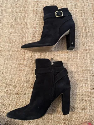 Sam Edelman Rita Block Heel Suede Boot Size 8 Black thumbnail 4