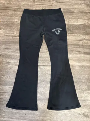 True Religion Black Rhinestone Logo Bootcut Lounge Pants Size L thumbnail 1