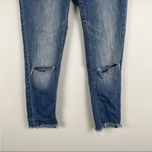 Free People Womens Mid Rise Distressed‎ Blue Jeans Sz 27 thumbnail 4
