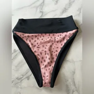 Beach Riot Leopard High-Waisted Bikini‎ Bottoms Size S Ribbed thumbnail 2