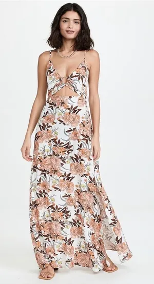 Maaji Floral Cutout Maxi Dress Medium Swim Coverup Beachy Vacation Tropical‎ thumbnail 1
