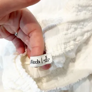 Abercrombie & Fitch Textured Gauze Pull-On Wide Leg Lounge Pants White Small thumbnail 3