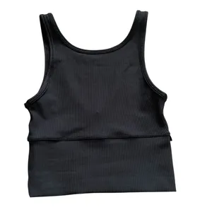 lululemon athletica power pivot ribbed tank top tight fit cropped black size 2 thumbnail 4