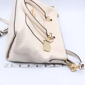 Coach Emma Satchel Women Small Cream Pebbled Leather Handbag F31466 Gold thumbnail 11