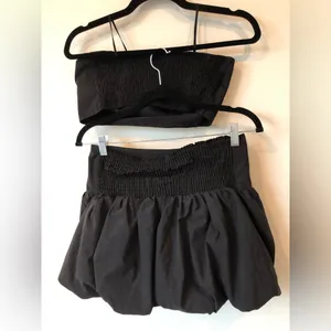 Free People Black Lula Bubble Skirt & Tube Top Set Size M thumbnail 3