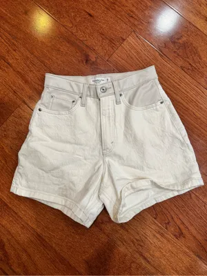 A&F The Dad High Rise Vegan Leather & Jean Shorts Size 26 thumbnail 3