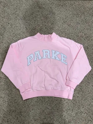 Parke varsity mockneck sweatshirt sprinkle pink and blue S/M thumbnail 1