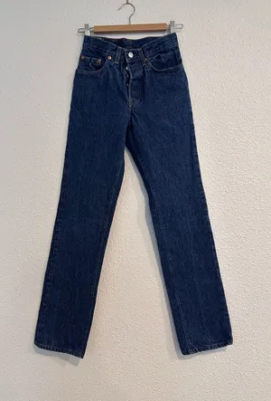 vintage levi’s 501s xx 80s straight leg slim fit dark blue wash denim jean USA thumbnail 1
