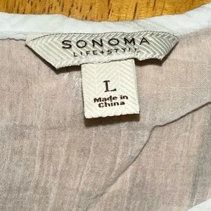 Sonoma Lifestyle Women's‎ L White Pink Embroidered Boho Top thumbnail 4