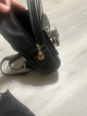 Mini Black Faux Leather Backpack with Cat Charm thumbnail 5