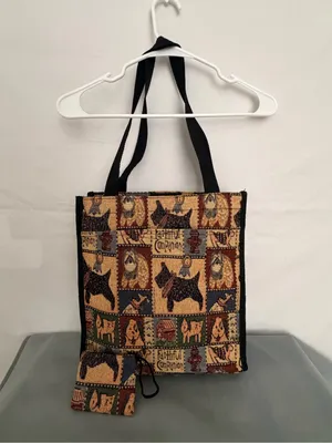Vintage Dog Tapestry Tote Bag Matching Coin Purse Set Faithful Companion(F313) thumbnail 5