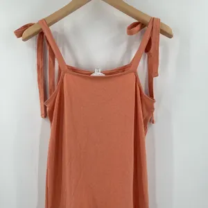 TOPSHOP Dress Size 2 Tiered Poplin Midi Peach Orange Casual Summer Ties NWT thumbnail 8