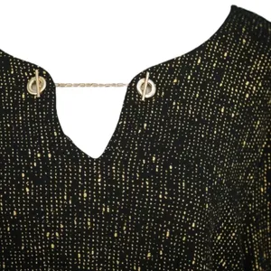 Torrid Womens Blouse Sz 2 2X 18 20 Black Gold Crepe Chain Detail 3/4‎ Sleeve thumbnail 7