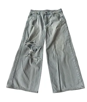 American Eagle Super High- Rise Baggy Wide Leg Ankle Jeans thumbnail 1
