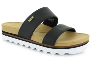 Reef Cushion Vista Hi Black Tan Platform Double Strap Slide Sandals Womens 8 thumbnail 1