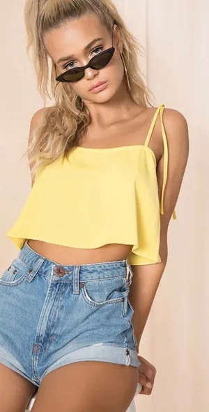 Superdown Melody Tie Cami Tank Top Yellow thumbnail 1