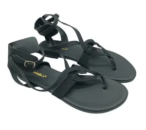 Breckelles Womens Sandals Strappy Ankle Strap Faux Leather Buckle Black 8.5 thumbnail 1