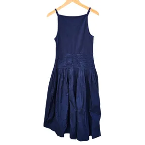 J. Crew NWT Pintuck Mixy Dress Navy Blue Square Neck Midi Pleated Waist Size M thumbnail 5