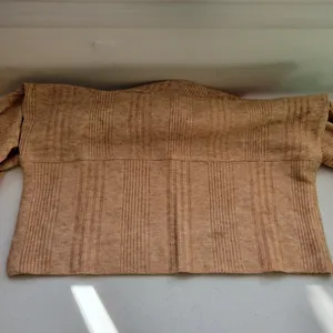 Ribbed Mock Neck Top Womens Puff Shoulder Camel‎ Tan Fall Layering New Size M thumbnail 5
