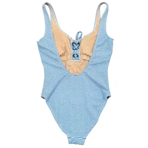 J Crew Blue & White Stripe Tank Bathing Suit Swimsuit Scoop Neck 8 thumbnail 4