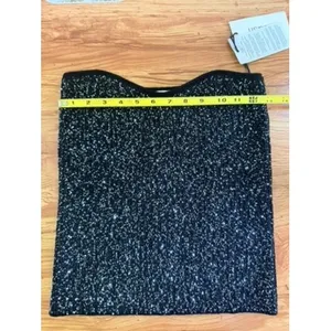 ba&sh Puck Pull Black Sequin Strapless Bustier Top Size 3 M/L Party Going Out thumbnail 7