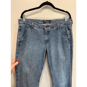 American Eagle Wide Leg Jeans Size 12 Blue Vintage Y2K 2003 Boho Skater Tall‎ thumbnail 9