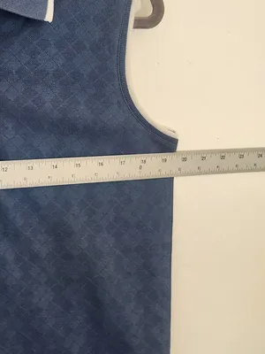 Outer Banks Slate Blue Tonal Argyle Sleeveless Polo with White Trim Size Medium thumbnail 7