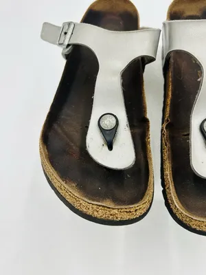 Birkenstock Gizeh Silver Metallic Thong Sandals Womens EUR 39 US 8-8.5 Regular thumbnail 3