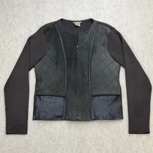 Vtg 90s Mixed Media Jacket Womens L Brown Suede Leather Escapade Boho City Girl thumbnail 1