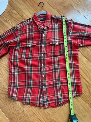 Polo by Ralph Lauren linen silk blend red Plaid Button-Down Shirt thumbnail 6