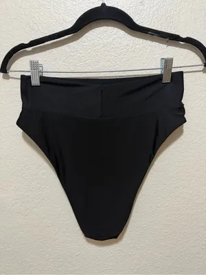 Aerie High Waisted Bikini Bottom Medium Black Swimwear thumbnail 2