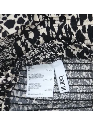 NWT Bar III Printed Smocked-Top Cover-Up Romper MBPM25836 Black / Brown XS thumbnail 3