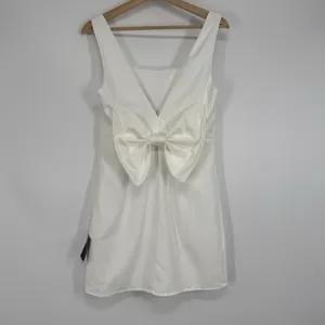 Lulus Blissfully Beaming White Sleeveless Bow Mini Dress Size M Bridal Wedding thumbnail 9
