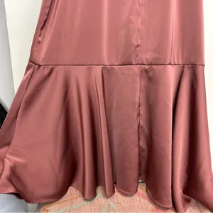 Lulus Enchanted Moments Mauve Pink Satin Ruffle Dress Sz Medium High Low V Neck thumbnail 14
