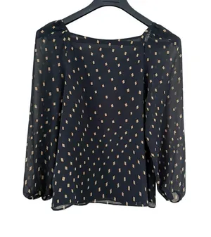 Ann Taylor Black Blouse with White Dots thumbnail 9