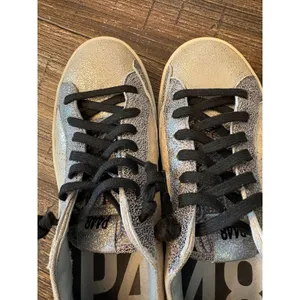 P448 John Panama‎ Sneakers Women 38 US 7.5 Gold Metallic Distressed Leather thumbnail 14