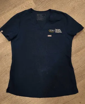 Figs Technical Collection Navy Blue XS Scrub Top Tampa General Hospital Logo thumbnail 1