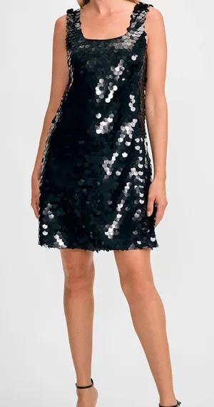 Isaac Mizrahi Black Sequin Mini Dress thumbnail 1