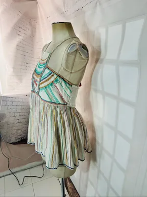 Anthropologie Floreat Ivory Itzel Halter Embroidered Babydoll Tank Top Size 4 thumbnail 6