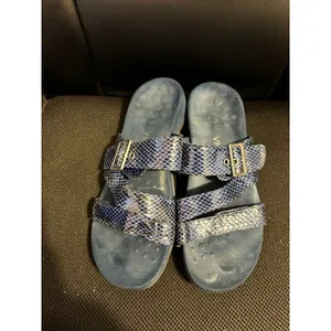 Vionic Womens Blue Snake Print Adjustable Slide‎ Sandals Size 8 thumbnail 2