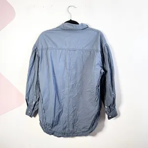 Free People We The‎ Free Happy Hour Shirt Button Down Size XS Blue Oversized thumbnail 3